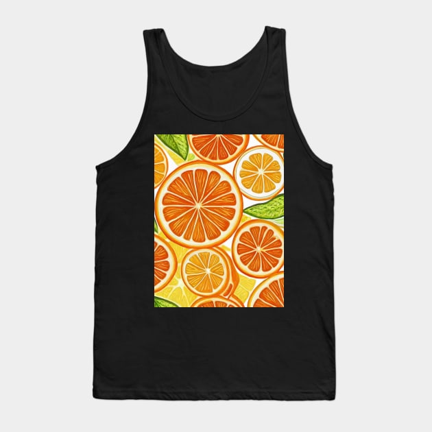 Citrus Burst - Vibrant Orange Pattern Tank Top by MBSCREATIVES